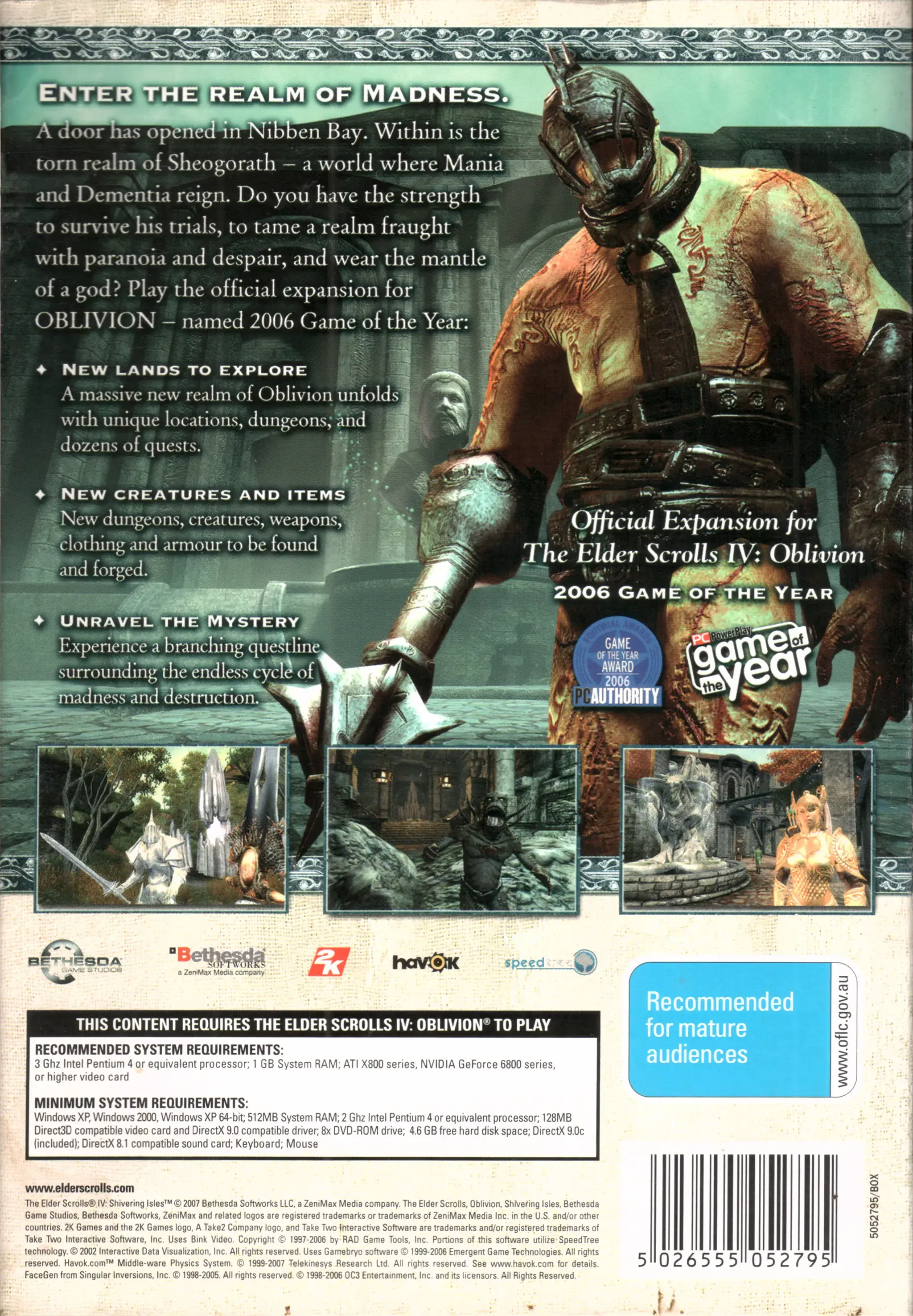Big Box Collection: The Elder Scrolls IV: Shivering Isles (2007, PC, AU)