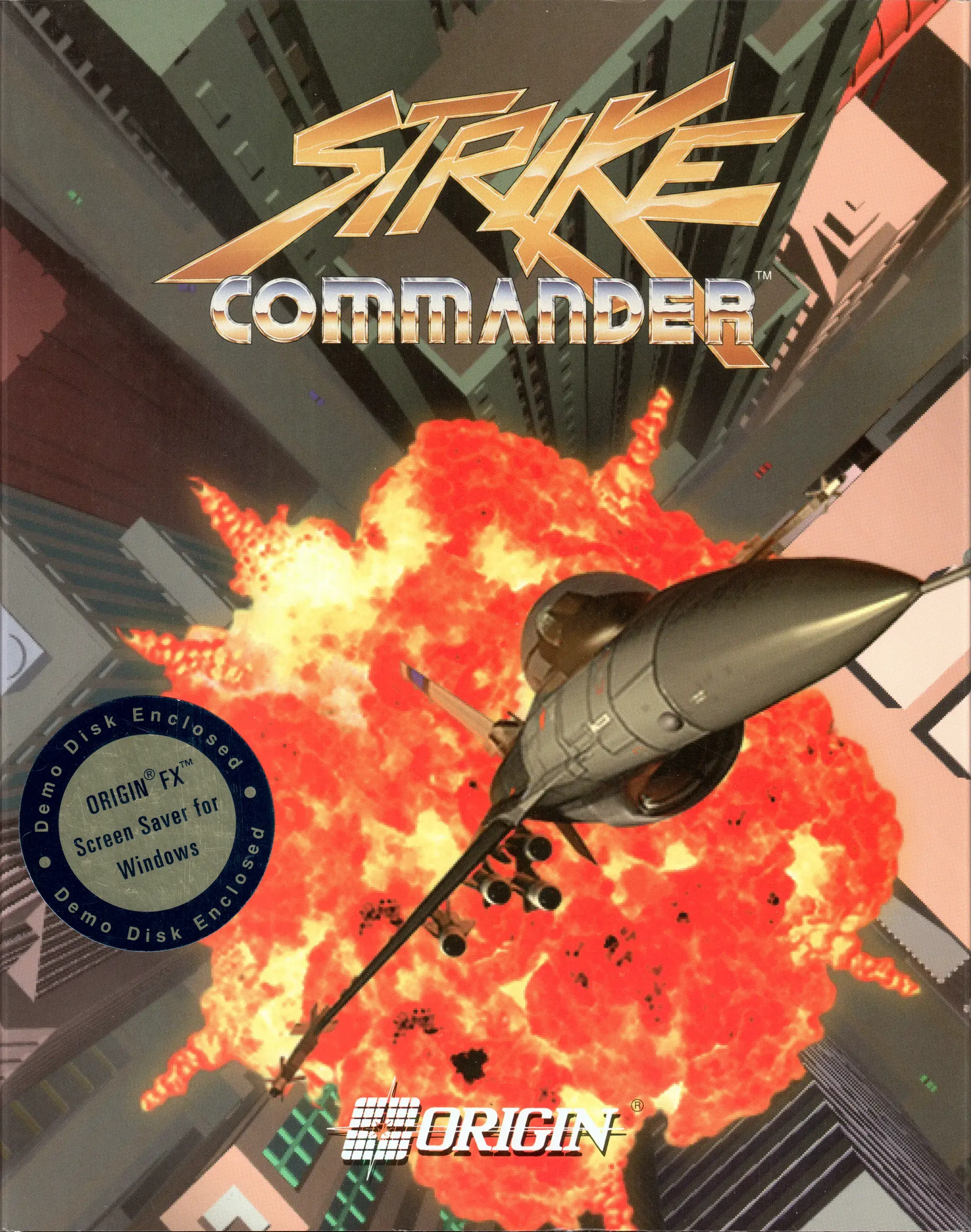 Hi-res scan of the front cover artwork of Strike Commander (1993, PC, EU); developed by , published by ; Hi-res 3D box available at https://bigboxcollection.com