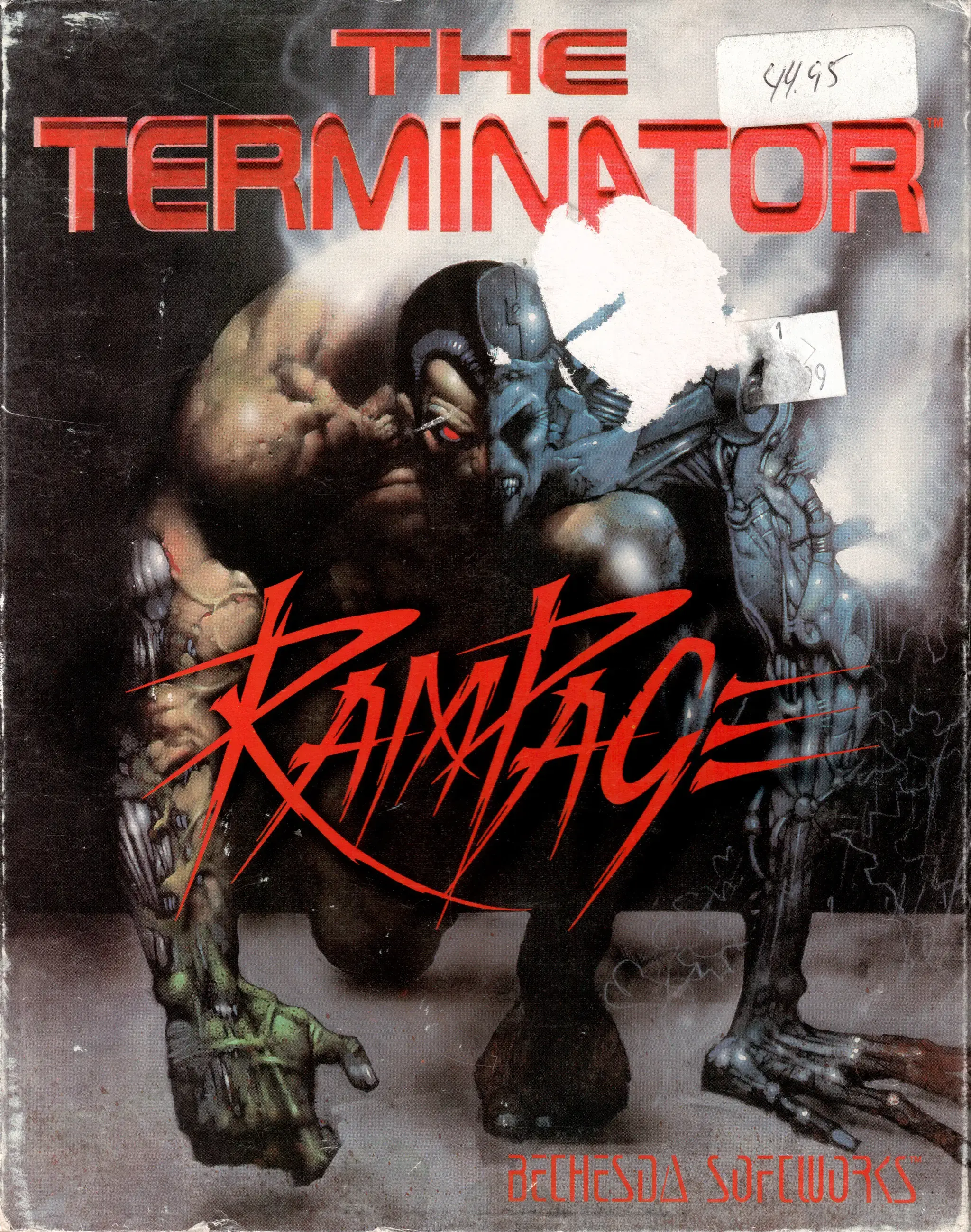 Hi-res scan of the front cover artwork of The Terminator: Rampage (1993, PC, US); developed by , published by ; Hi-res 3D box available at https://bigboxcollection.com
